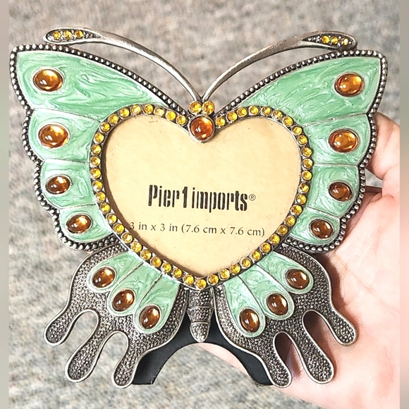 Pier 1 Imports Pewter & Enamel Butterfly Picture Frame - Picture 1 of 5